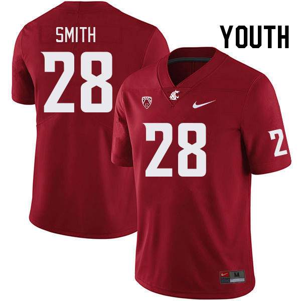 Youth #28 Isaac Smith Washington State Cougars College Football Jerseys Stitched Sale-Crimson